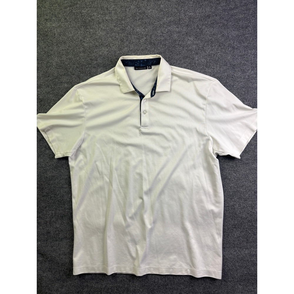Devereux‎ Polo Shirt Mens XL White Pima Cotton Blend Short Sleeve Stretch Golf